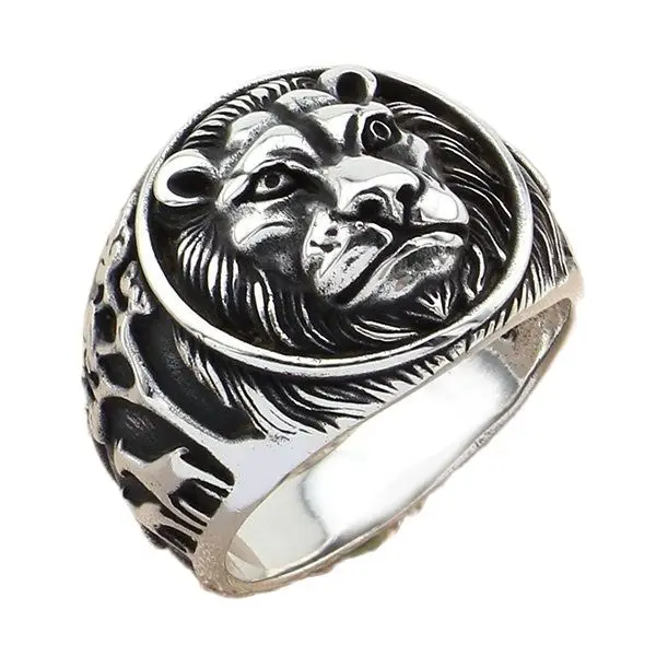 

Стерлингового серебра уродливые Лев кольцо печатка кольцо ручной работы серебристого цвета; Для мужчин кольцо серебро Для женщин Для мужчи...