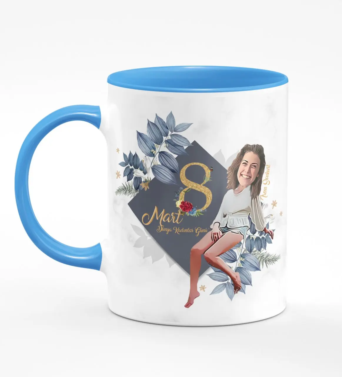 

Personalized 8 March International Women's Day Cartoon Blue Mug Cup-47