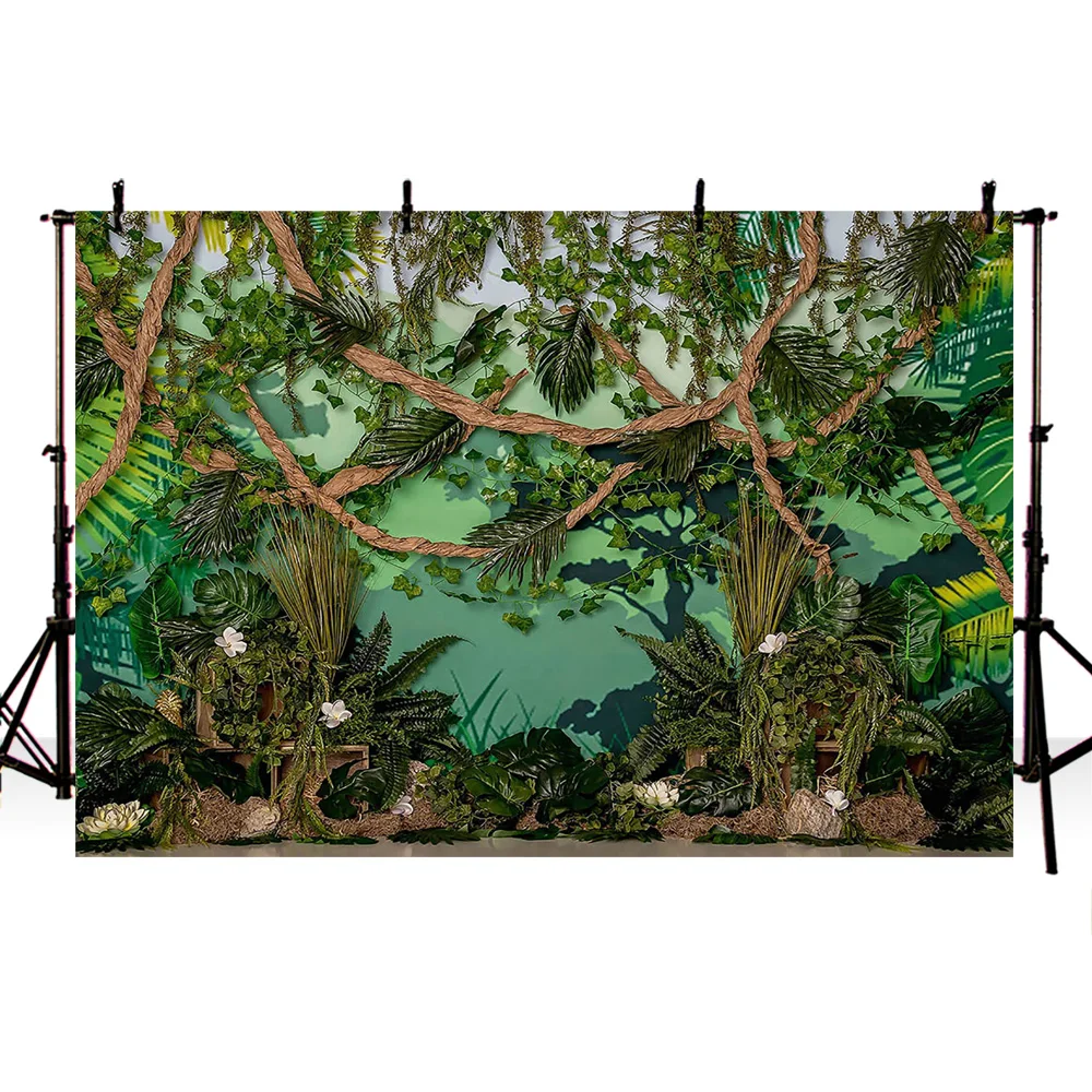 Фон для фотосъемки с сафари в джунглях Вечерние Декорации новорожденного