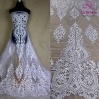 la belleza 2021 large pattern bridal laceclear sequins beaded lace fabricwhiteivory wedding dress lace fabric 1 yard