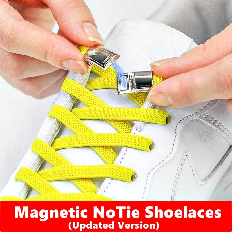 

New Magnetic Locks Shoelaces Elastic No Tie Shoe Laces Rainbow Sneakers Shoelace Kids Adult Flat Laces One Size Fits All Shoes