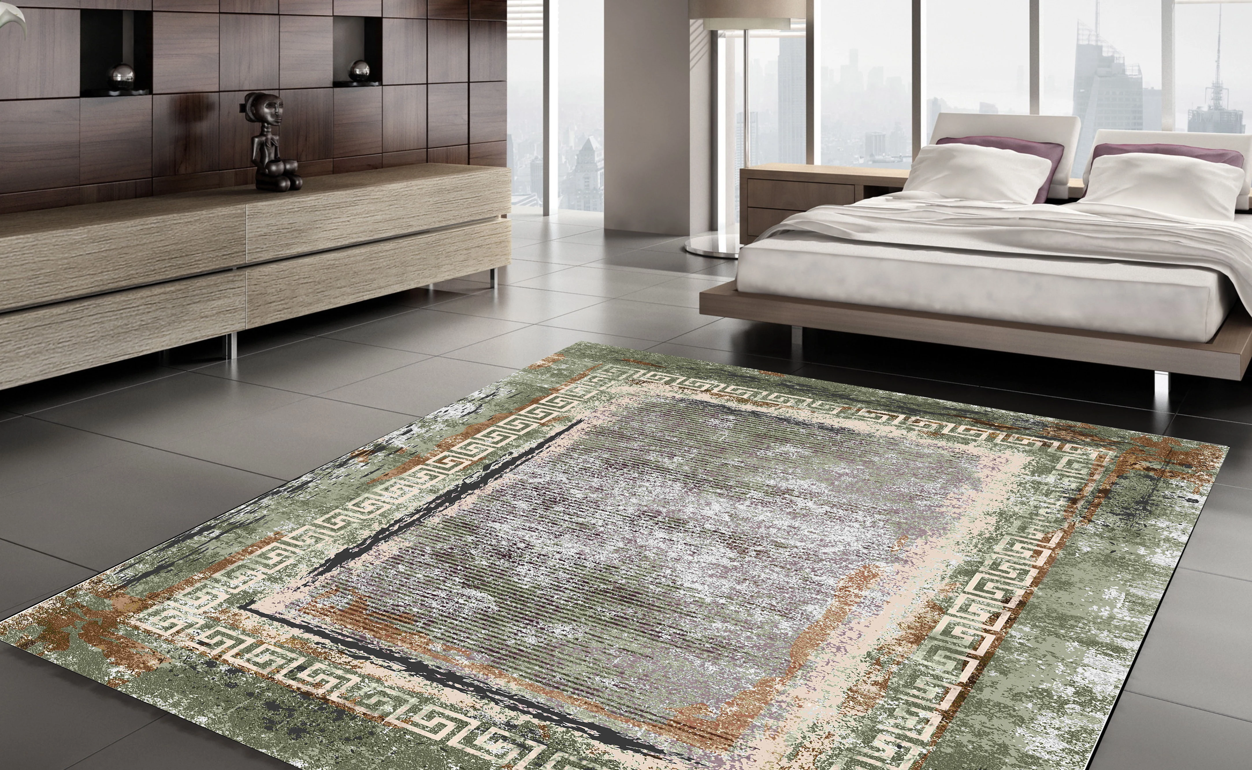 

Area Rug Fashion Carpet Green Grey Turkish Floor Soft Modern Rugs Non-Slip Home Decor Thick Runner Durable Carpets Kilim
