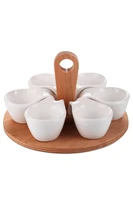 6 sections mini bowl snack jam sauce service presentation set bamboo tray dry fruit chocolate nuts plate