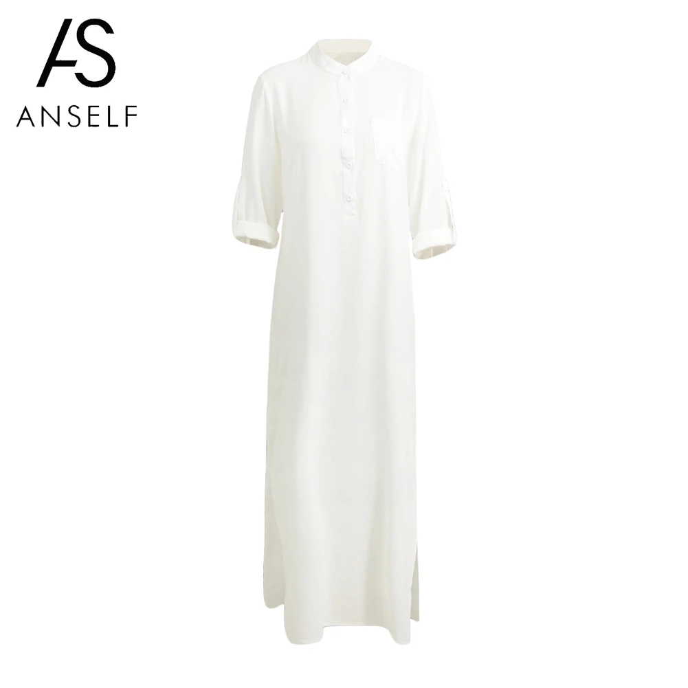 Платье Anself женское длинное в винтажном стиле повседневный пляжный сарафан с V