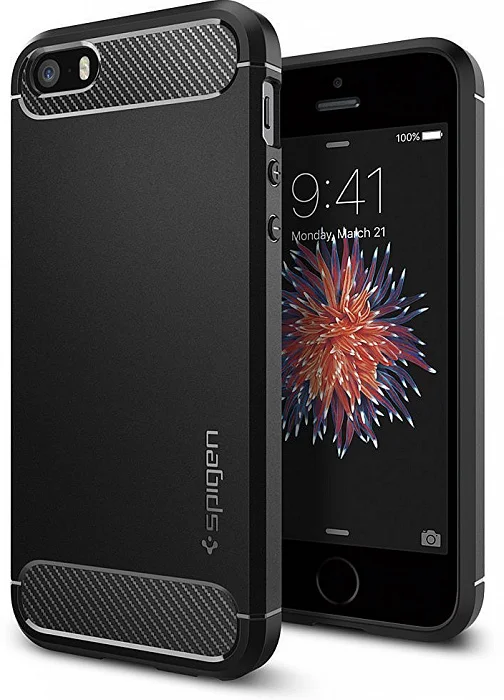 Чехол Spigen Rugged Armor (041CS20167) для iPhone 5/5S/SE (Black)|Бамперы| |