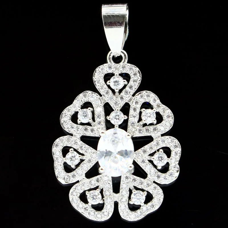 Женский серебряный кулон с фианитом 35x21 мм|Подвески| |