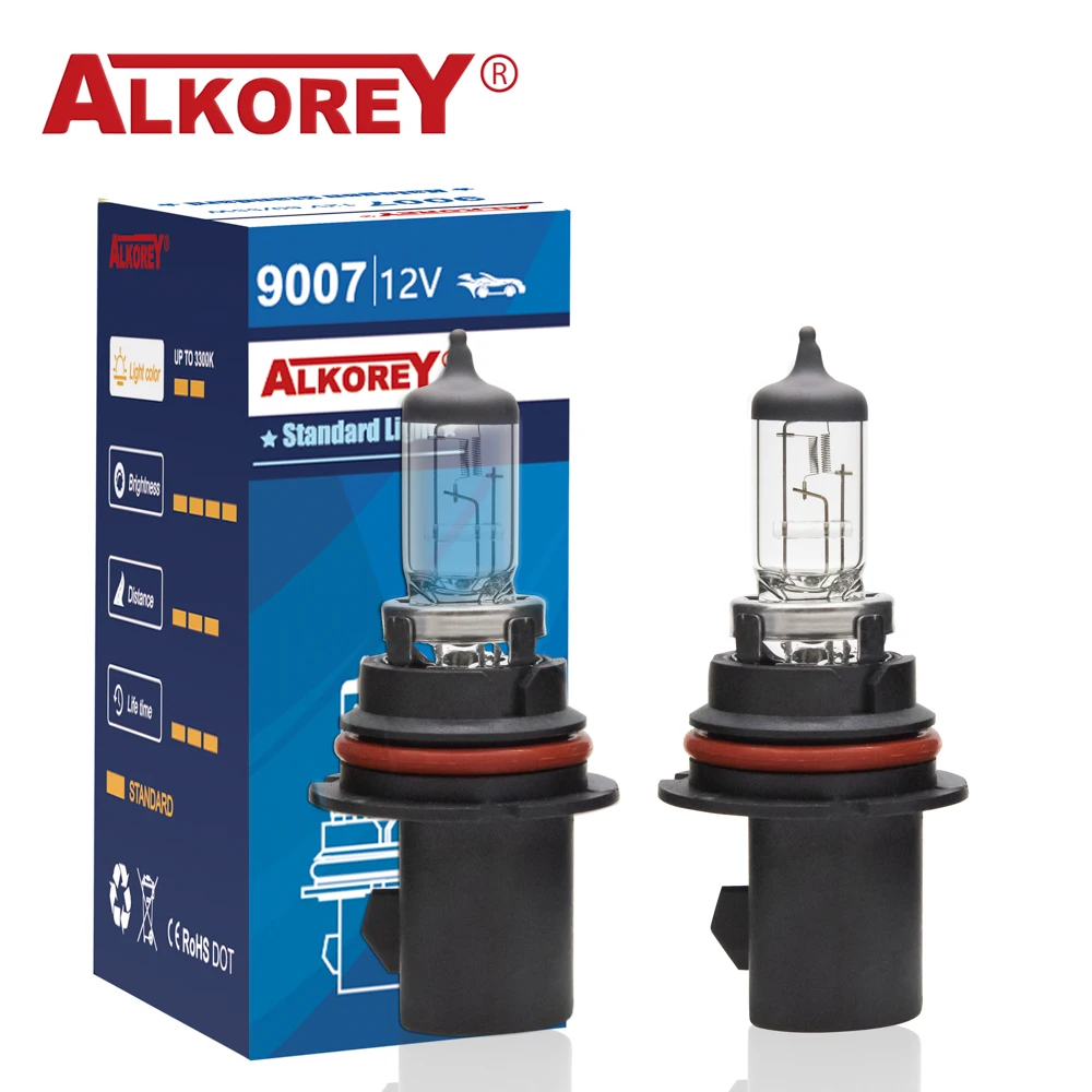

Alkorey 2PCS 9007 HB5 12V 60/55W Auto Bulbs Headlight Hi/Lo Beam Car Lights Halogen Lamps