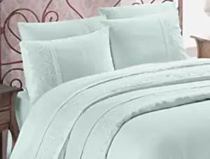 

rya Belinda Guipure Satin Duvet Cover Set And Pique Set Mint-