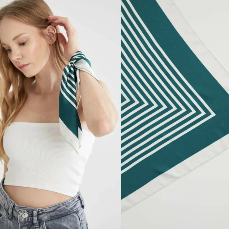

Geometry Patterned Square Women's Elegant Wrist Scarf Band Headband, Lady Head Wraps Female Shawl Fashion Neckerchief