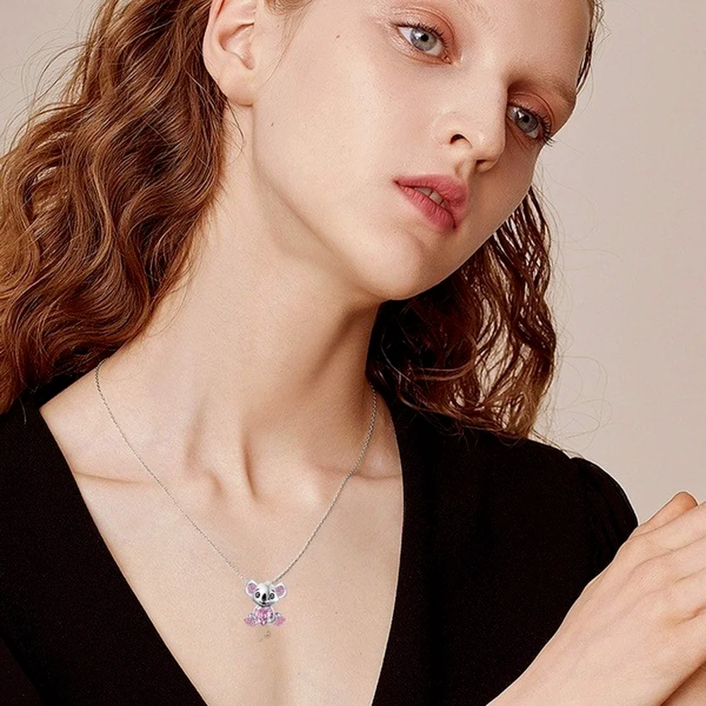 Мода любовь кристалл коала медведь драгоценное ожерелье для женщин сердце