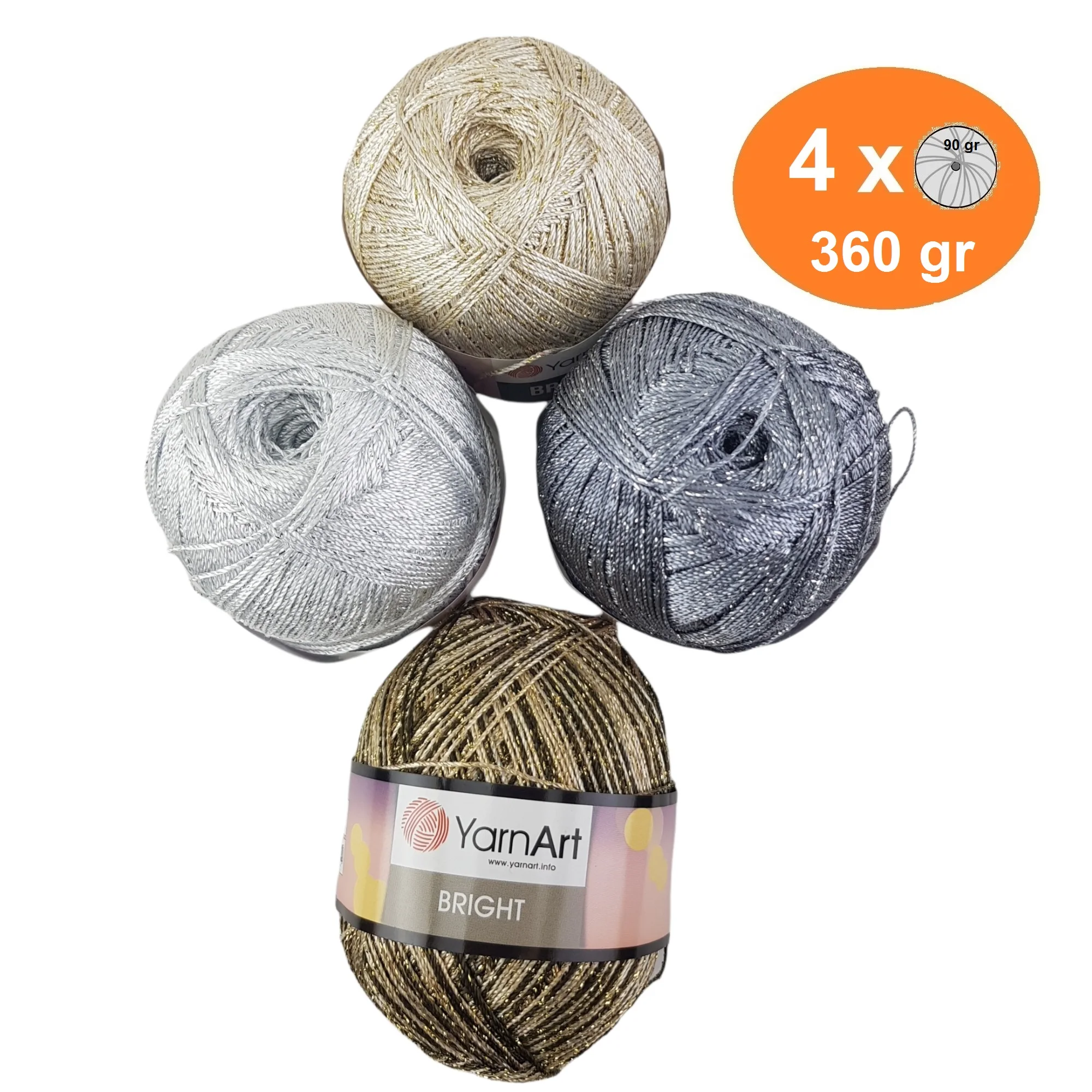 Яркая пряжа Yarnart 4x90gr-340mt % 80 Полиамид 20 Металлические Блестящие блестящие шали с