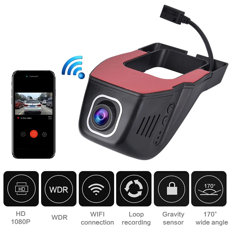 Скрытая автомобиля тире Камера DVR Wi-Fi Dash Cam 1080P Full HD спереди автомобиля Камера Регистраторы авто видео регистратор с 8/16/32 Гб TF карты