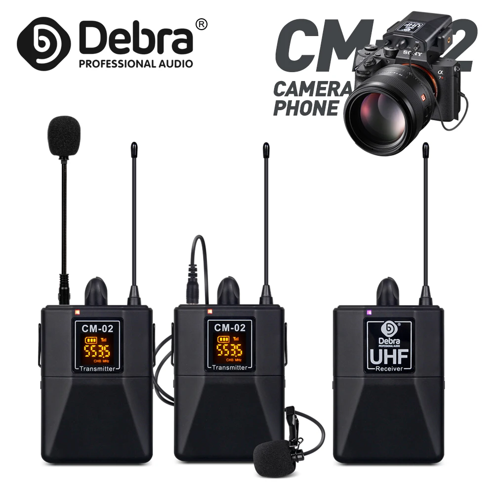 Беспроводной петличный микрофон Debra серии CM UHF с 30 выбираемыми каналами диапазон