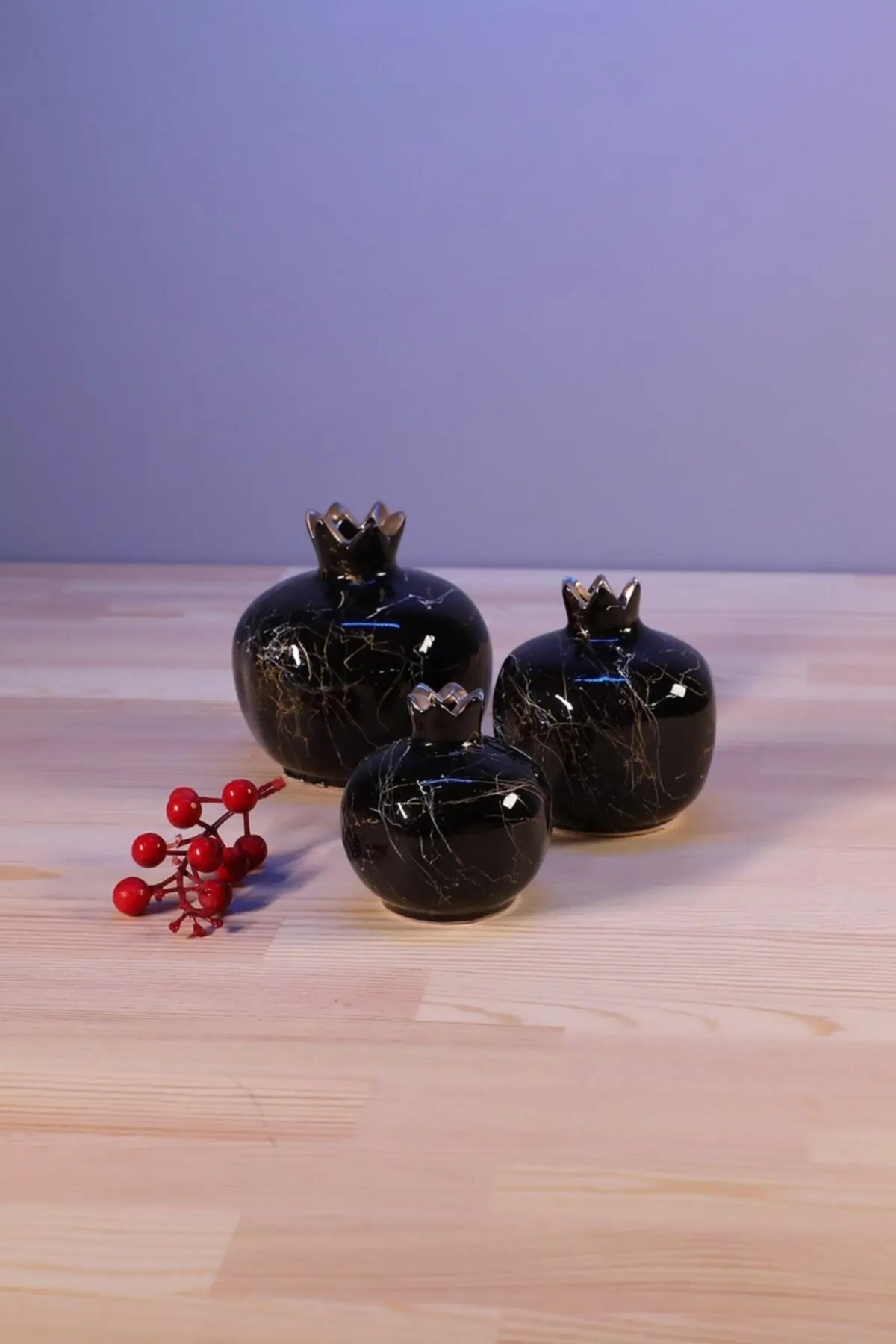 

Set of 3 Pomegranates Black Marble Pattern