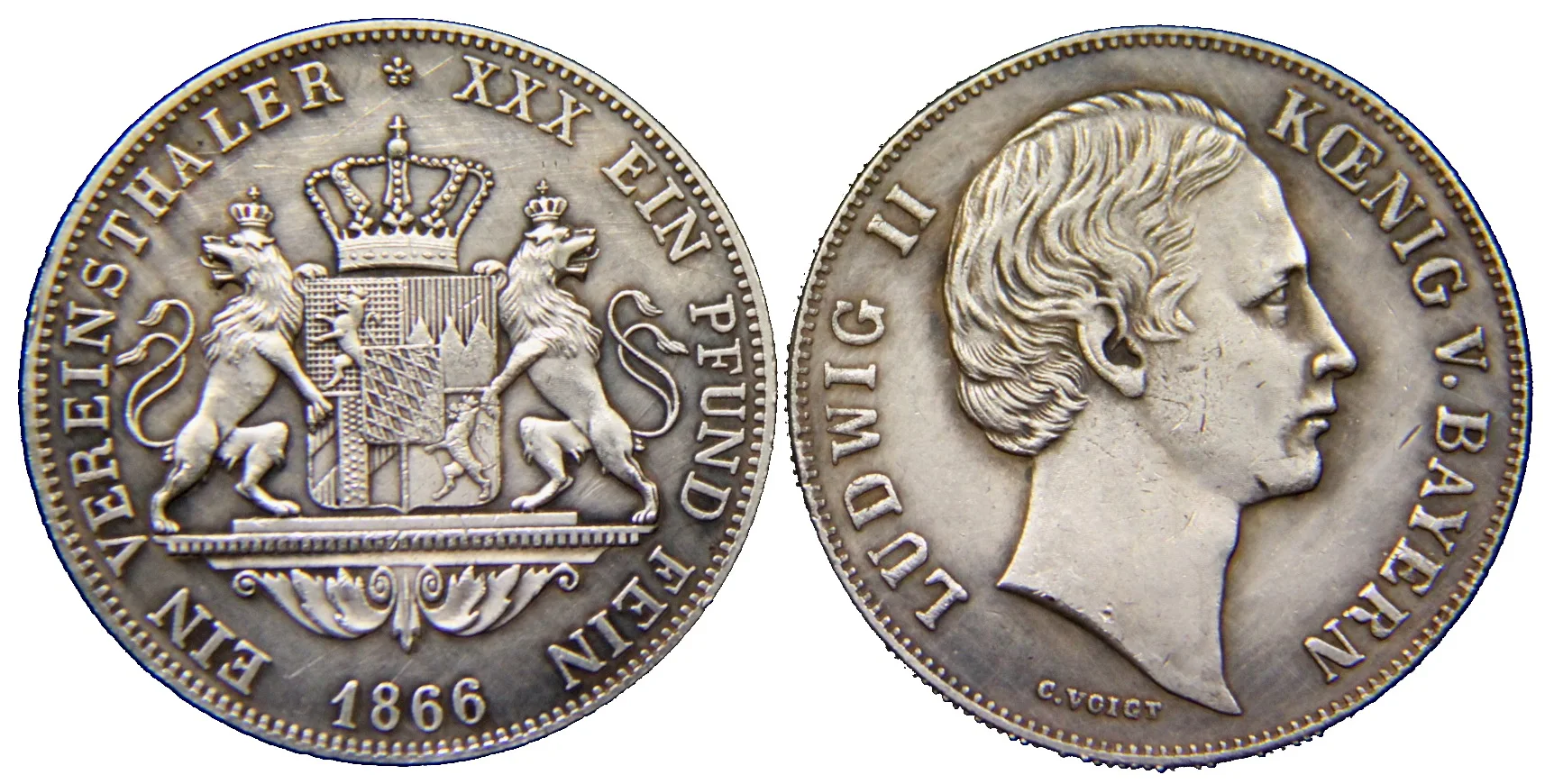 1 талер 1866 год Людвиг 3 Бавария реплика 147 |