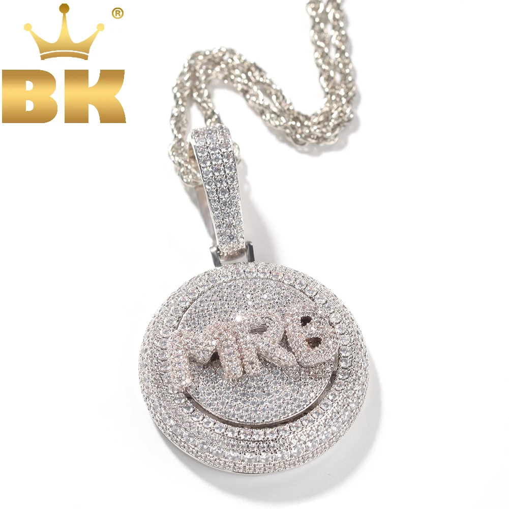 The Bling King Personalized Bubble Initial Letter Rotatable Pendant Necklace Full CZ Custom Spinning Pendant Hiphop Jewelry