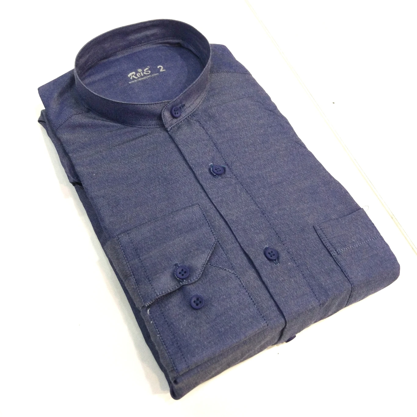Men Shirt Cotton Stand Collar Cottony Solid Long Sleeve Button Retro Comfortable Fit Casual Breathable Dress Shirts Tops Reis