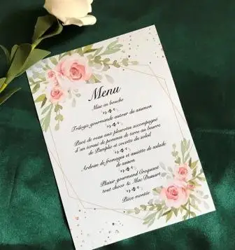 25 шт. пользовательские жемчужные бумажные свадебные открытки меню цветочные