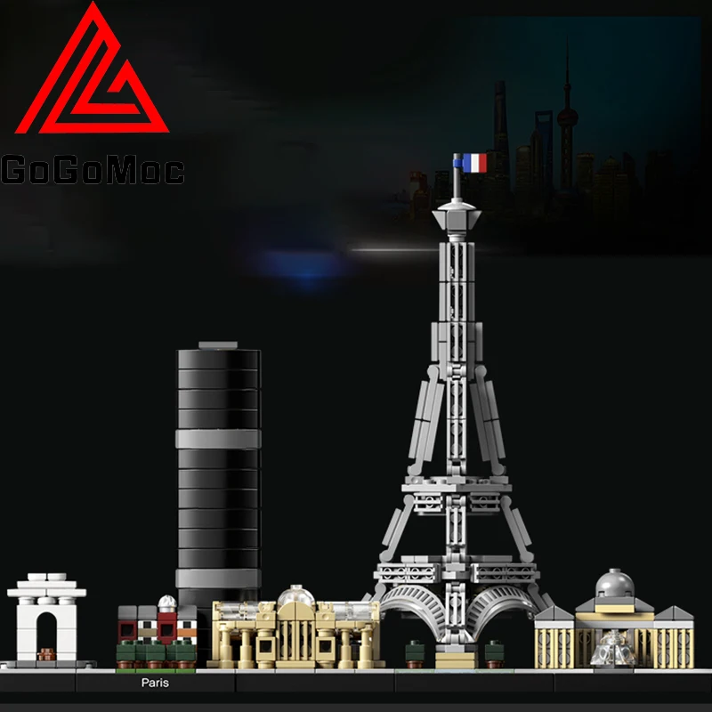

21044 Paris Architecture Skyline Model Building Blocks Moc City Street View Tower Edifice Bricks Toys For Children Adult Gifts