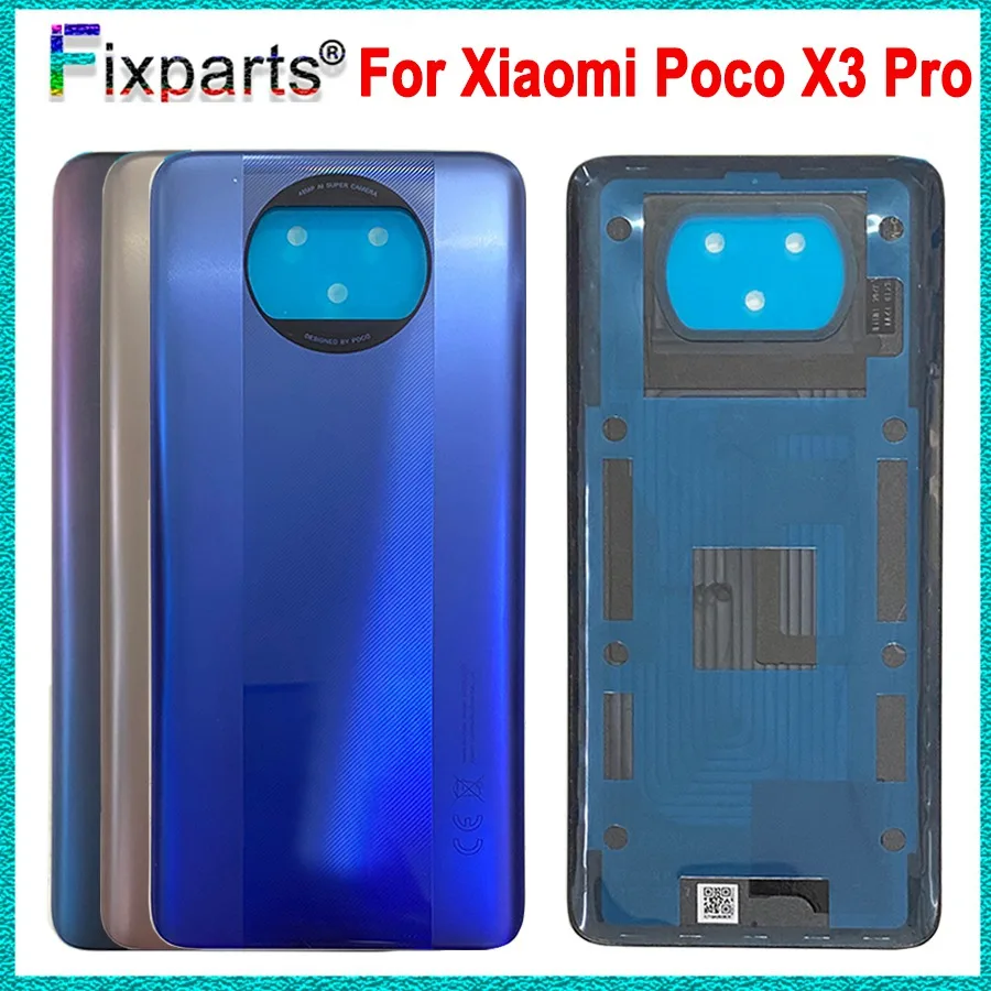 

Крышка батарейного отсека для Xiaomi Poco X3 NFC, Задняя стеклянная крышка корпуса, задняя панель POCO X3, задняя панель PocoX3 Pro, Крышка батарейного отсе...