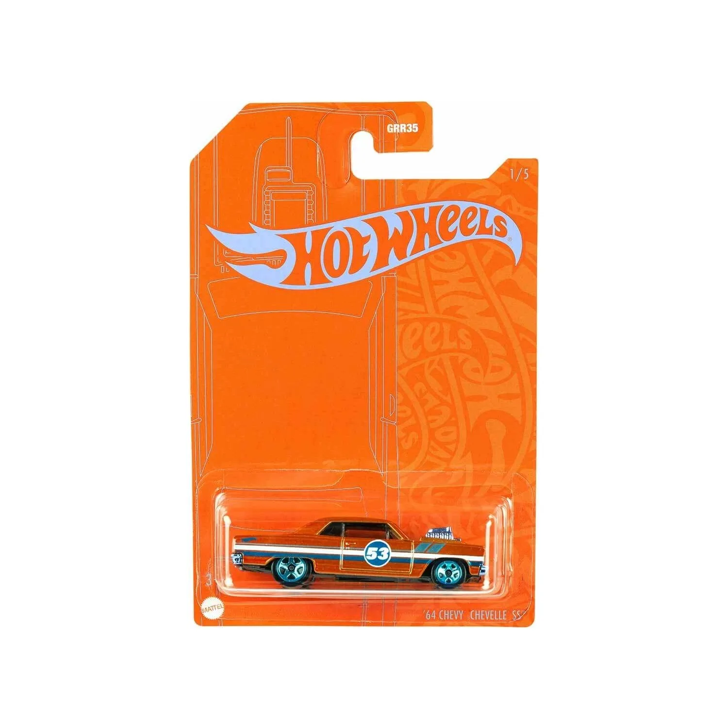 

Синие и блестящие автомобили Hot Wheels GRR35 - '64 Chevy Chevelle Ss
