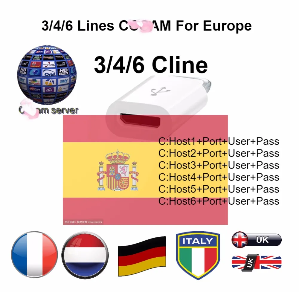 Европа iptv Испания iptv Франция iptv Португалии iptv или FREESAT V7 3/6/8 линийcccam кабель 1 год cccam спутниковый приемник