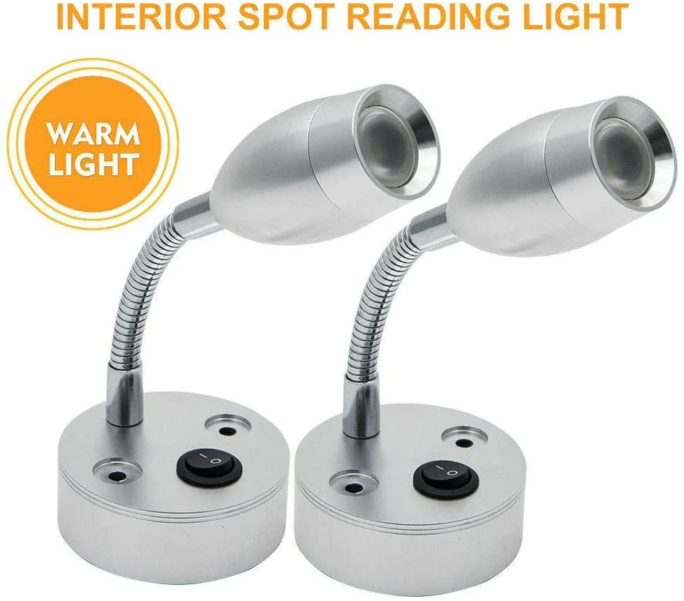 

LED Spot Reading Lights 2PCS 12V Interior Lights With Switch For Motorhome Caravan Van Boat Warm Light