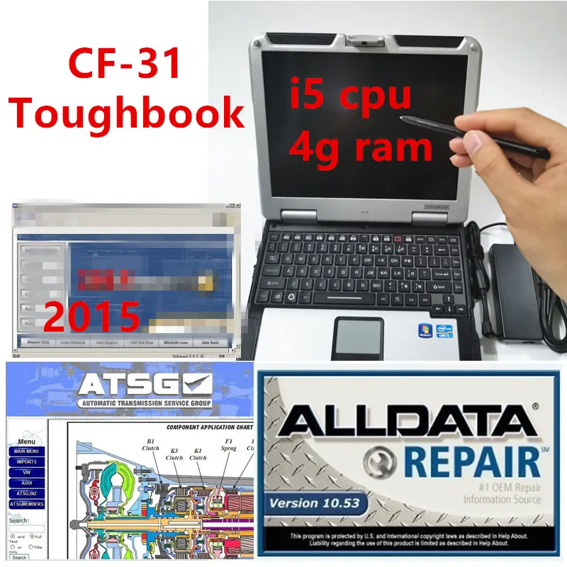 

2021 hot Auto repair software installed CF31 Laptop alldata 10.53 Mitchel.l OD5 software ATSG Vivid Workshop data in 1TB HDD