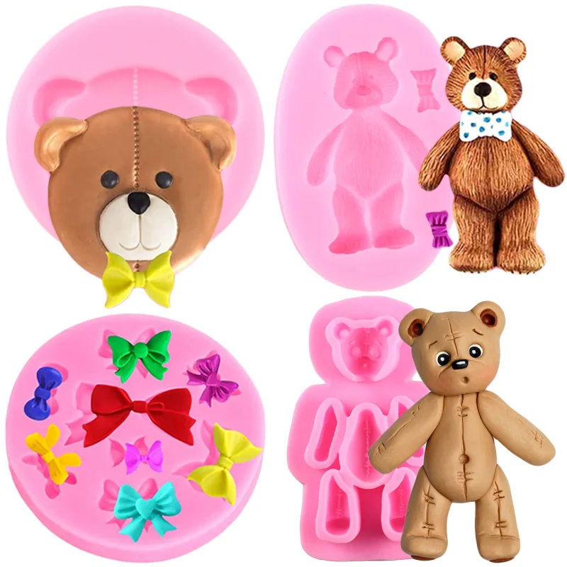 Силиконовые формы в виде медведя Тедди из смолы конфеты искусственные Луки