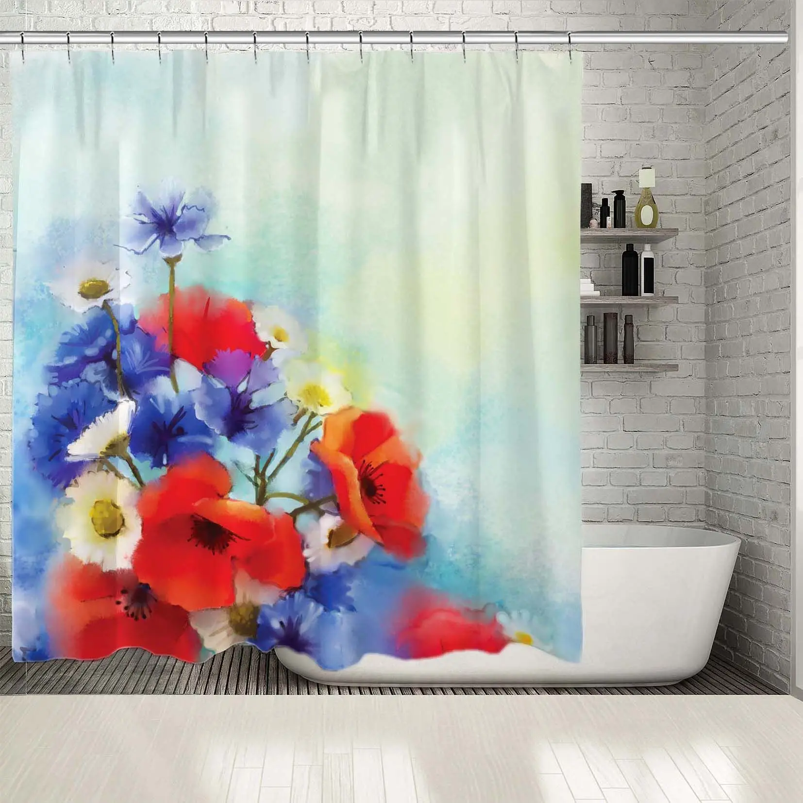 Занавеска для душа с цветами мака 65-73f ромашки весенний Цветочный сезон Природа