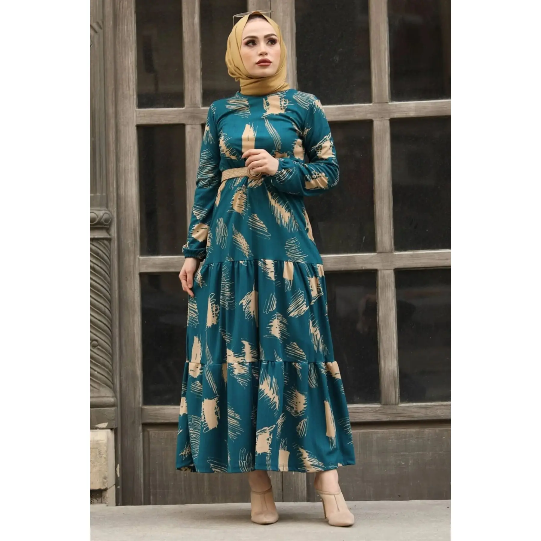 Женское длинное платье с поясом, платье большого размера с длинными рукавами и кисточками, мусульманская абайя, Турция, Дубай, 2021