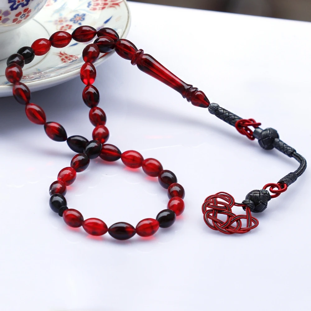 

Kazaz Whipped Red Squeezed Amber Prayer Beads Fashion Turkish Premium Quality Handmade Jawelery