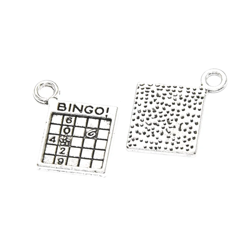 20pcs Tibetan Silver Plated Bingo Charms Alloy Metal Pendant For Jewelry Making Bracelet Necklace DIY Accessories 17*15*1.5mm | Украшения и