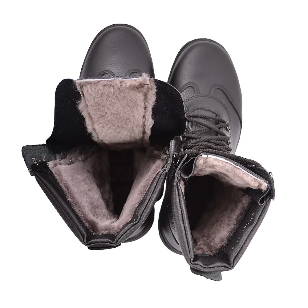 Ботинки РАТНИК берцы зимние из натурального меха натуральная хромированная кожа