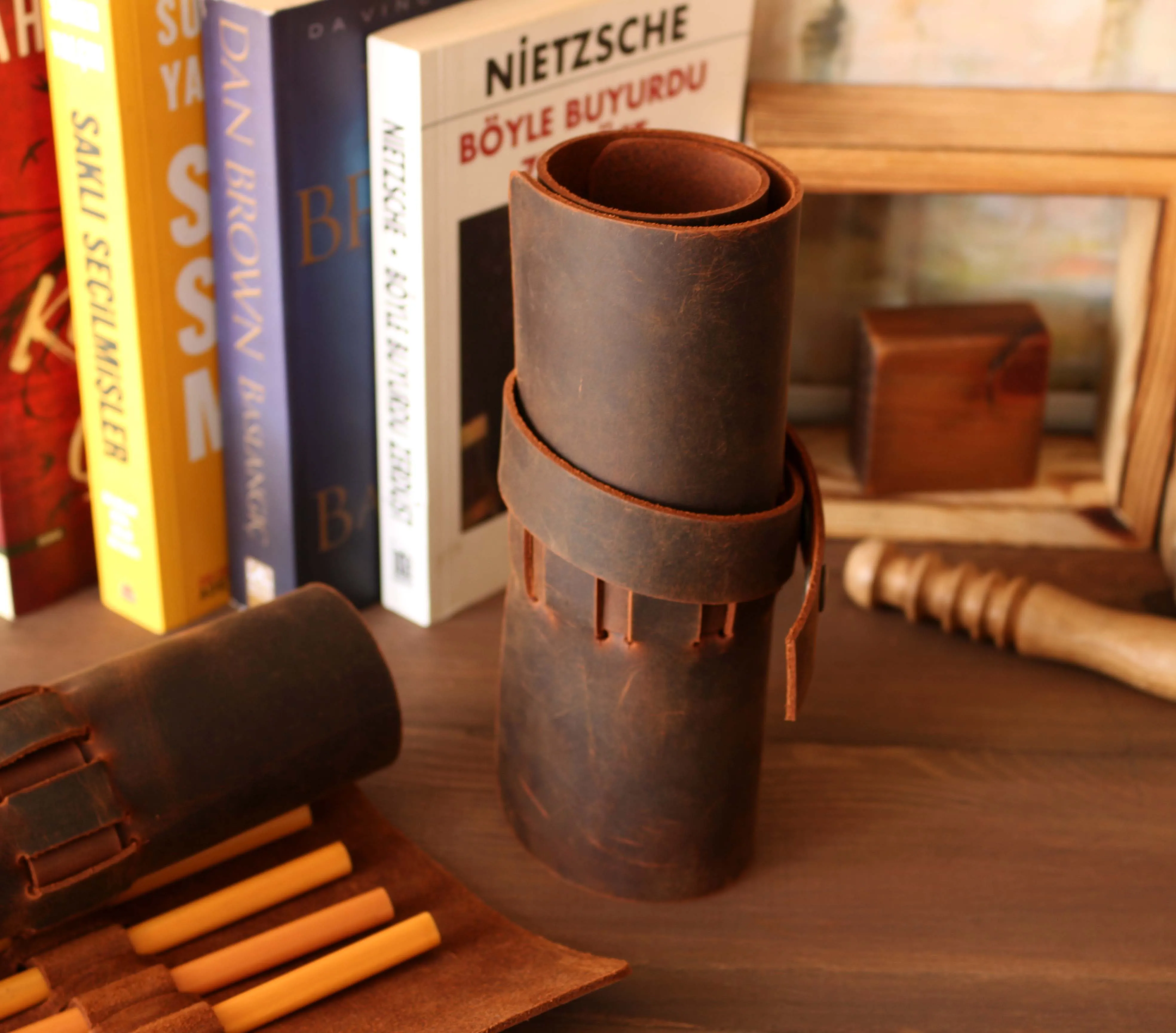 Футляр для ручек Valuaes из натуральной кожи пенал-сумочка портативный чехол