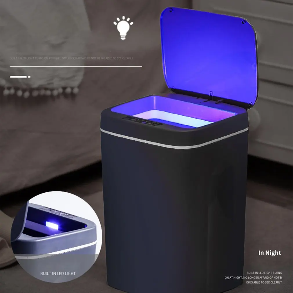 

16L Intelligent Trash Can Automatic Sensor Dustbin Smart Sensor Electric Waste Bin Home Rubbish Can For Kitchen Bathroom Garbage
