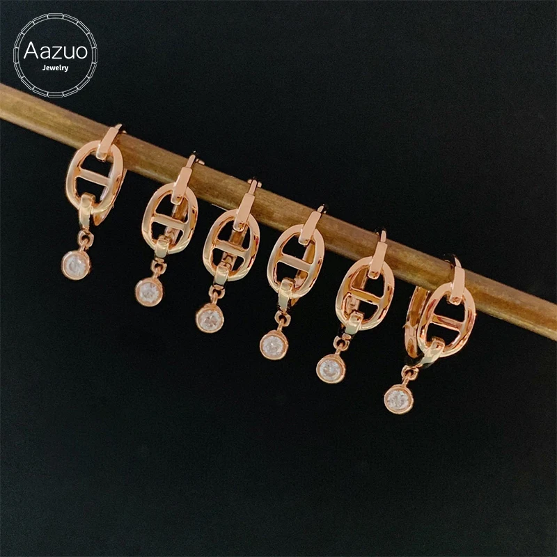 

Серьги Aazuo из настоящего 18-каратного розового золота с натуральными бриллиантами и круглым капюшоном для подарка девушке и женщине на день ...
