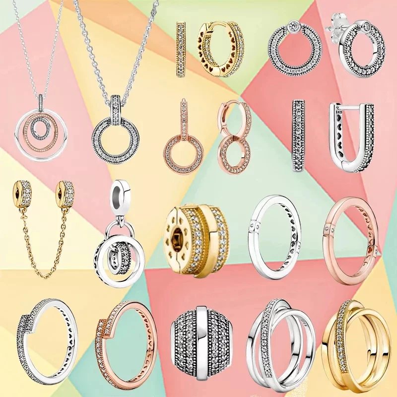 Новинка 2021 блестящие Двойные серьги кольца серии ранней осени из серебра 925 пробы