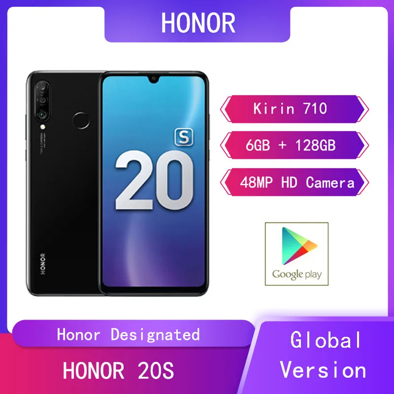 Huawei HONOR 20S 6 ГБ + 128 Гб мобильные телефоны 15 ''Kirin 710 Восьмиядерный Android 9 24MP