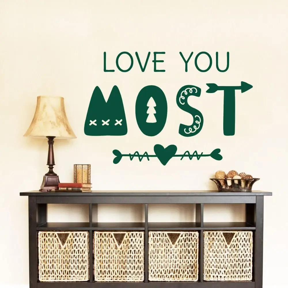 Love You Most Word Text Art Decals Wall Vinyl Sticker For Home And Kid's Room Decoration A001733 | Дом и сад