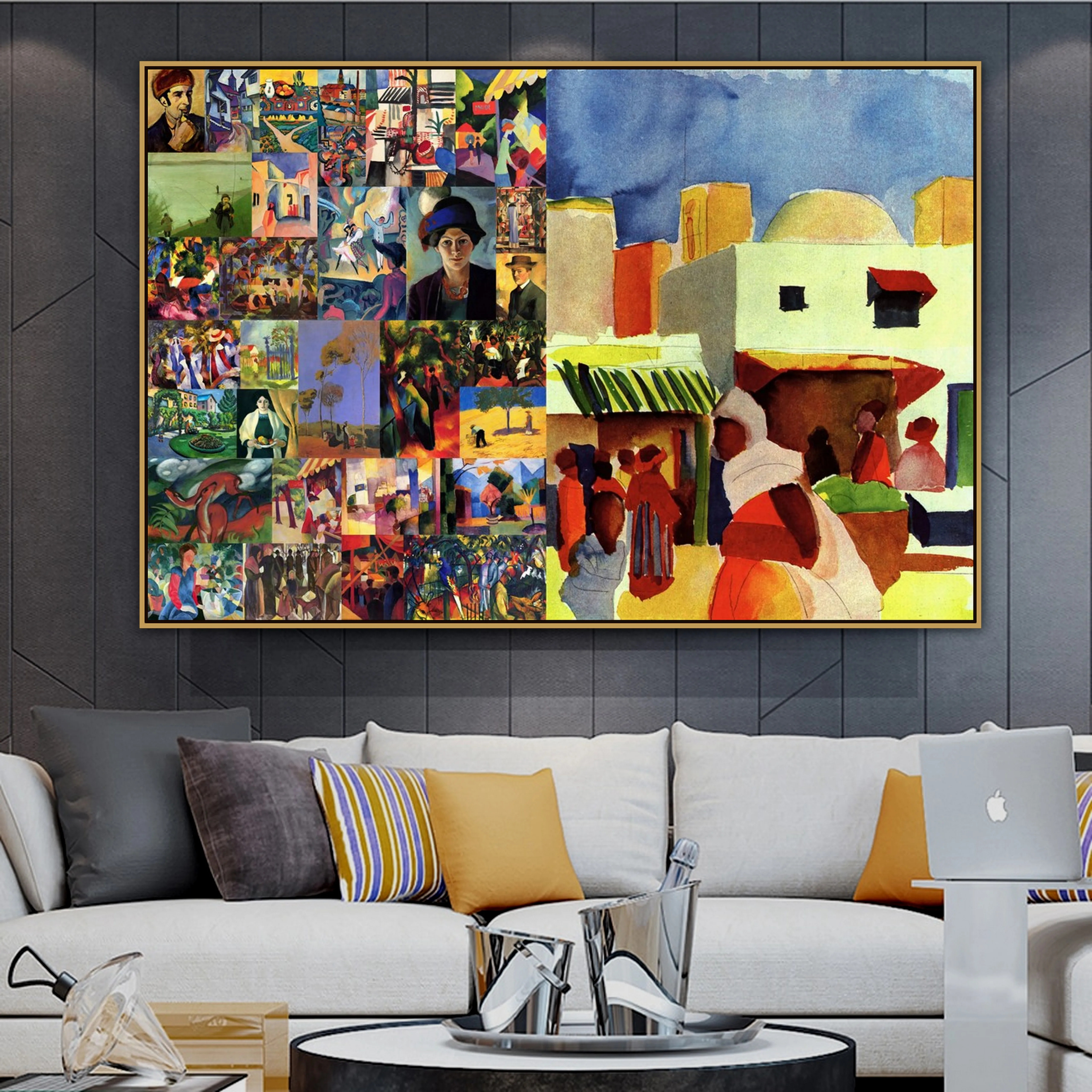 

August Macke Old Famous Master Artist Garden Picture Painting Picture Collage Print for Room Hanging Decoration Wall Artwork