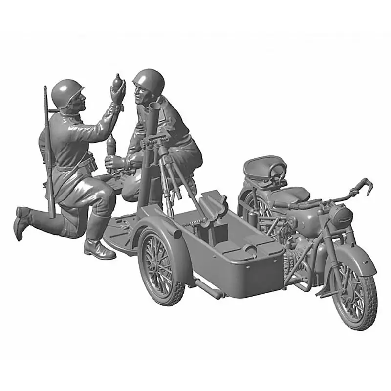National team model &quotSoviet motorcycle м-72 with 82-мм минометом&quot Zvezda 3651 scale 1/35 plastic modelka star for assembly
