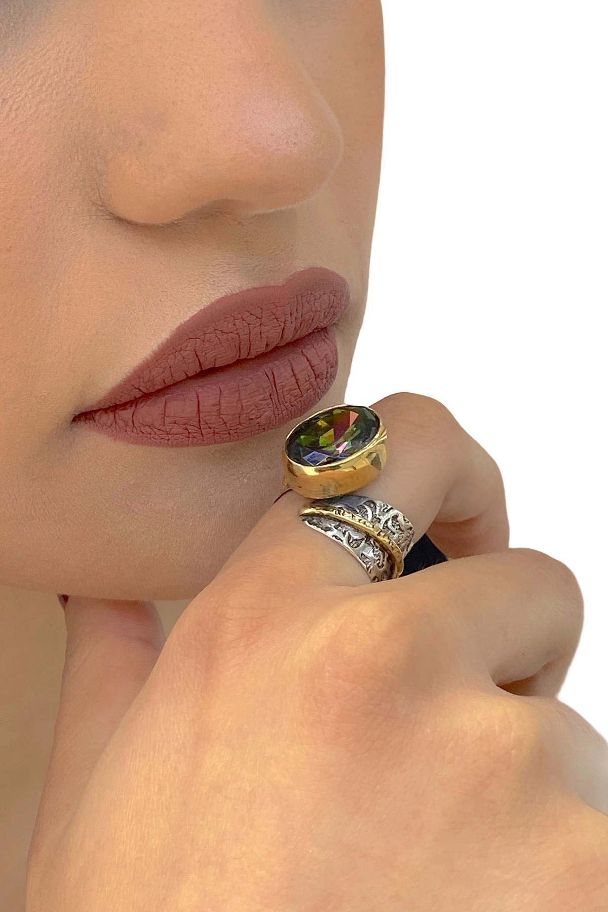 Подлинное ручное производство аметист серебряное кольцо с драгоценными камнями