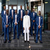 2022 new custom made white best man suits peak lapel long tail jacket wedding grooms tuxedos slim fit suits jacketvestpants
