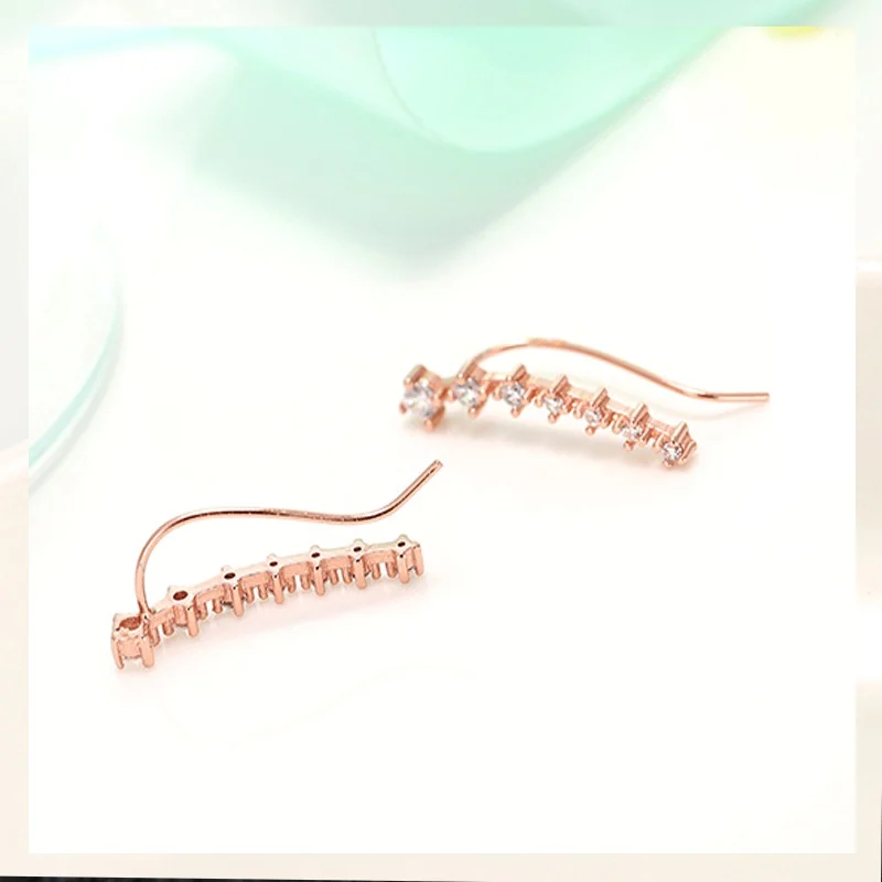 

S925 Fashion High Quality RhineStone Earcuff Elegant Long Ear Clip Jewelry Accessories Gifts Stud Earrings Ear Cuff for Women