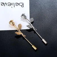 rose flower brooch special design men and women gold and silver color leaf enamel brooch jewelry clothes backpack accessories