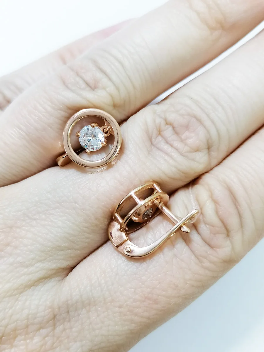 Серьги вставка &quotТанцующий&quot фианит бесцветный SamoroDki Jewelry.серебро 925пр покрытие