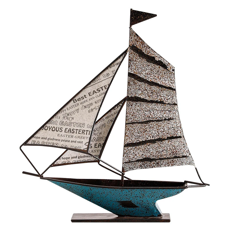

Iron Modern Sailboat Model 2022 New Creative Art Crafts Home Decor Office Desktop Decoration Ornament Gift Desk Accessories