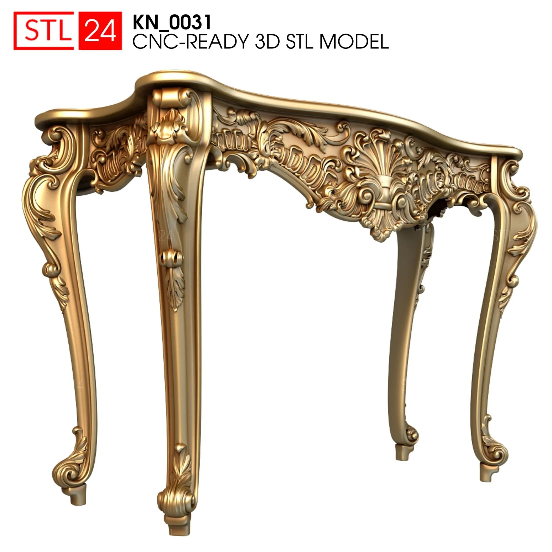 3Dmodel KN_0031 console table for wood or stone working. CNC ready STL model. For programm: ArtCAM PowerMILL etc.|Фрезы по дереву| |