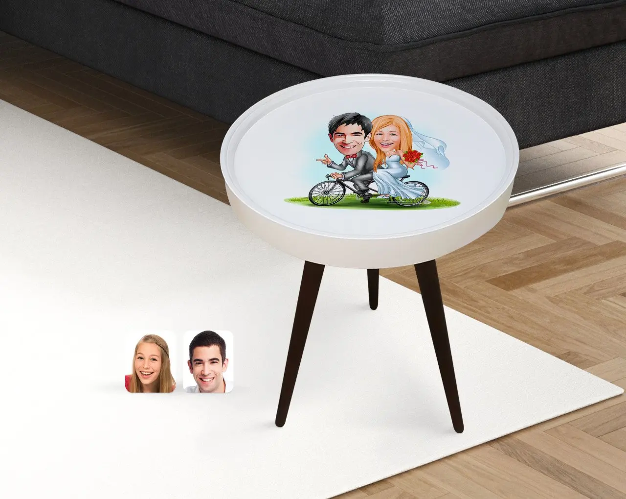 

Personalized Maried Caricature Of Wood Zigon Sehpa-3